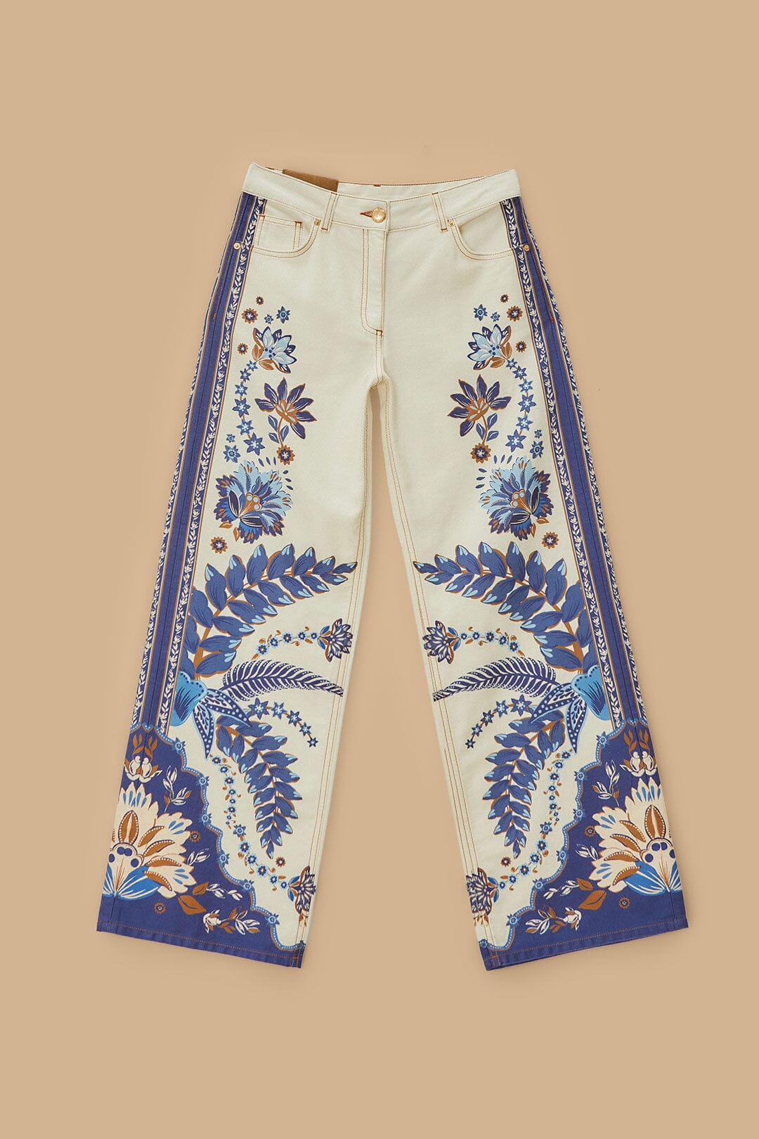 FARM Rio Off-White Encanto Tropical Pants