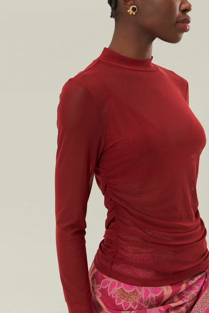 FARM Rio Burgundy Jersey Blouse