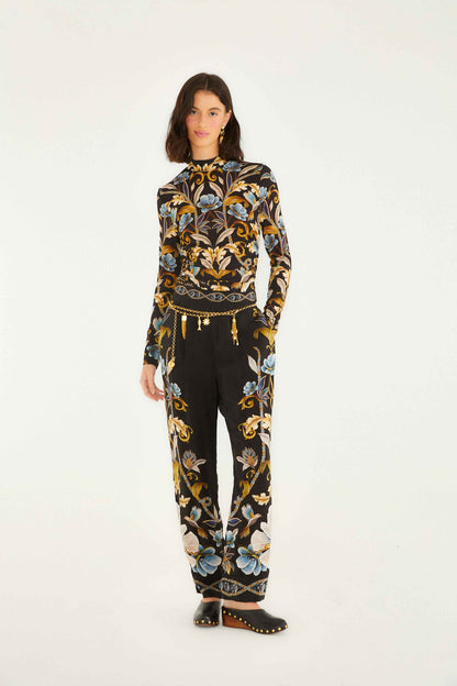 FARM Rio Black Flowerful Garden Jersey Blouse | FARM Rio
