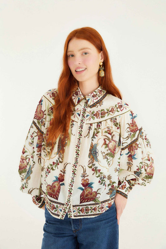 FARM Rio Cream Majestic Hearts Blouse | FARM Rio