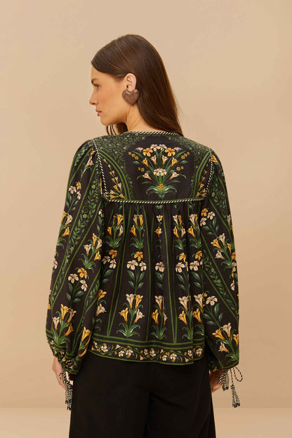 FARM Rio Black Flowers Arch LENZING™ ECOVERO™ Euroflax™ Blouse