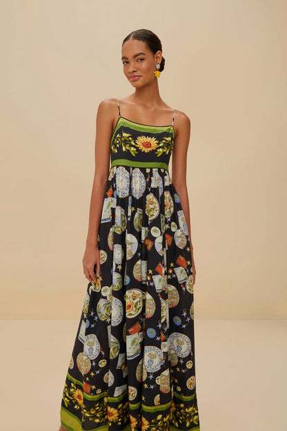 FARM Rio Black Trip Souvenir Maxi Dress