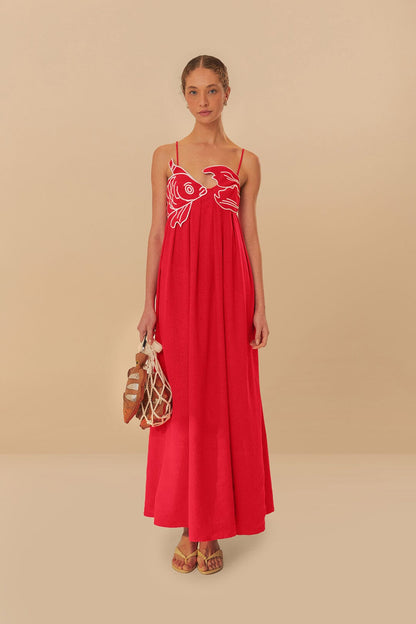 FARM Rio Red Fish Top Maxi Dress