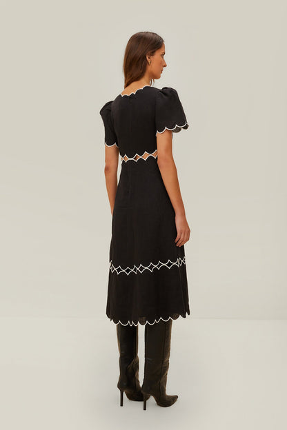 FARM Rio Black Short Sleeve LENZING™ ECOVERO™ Euroflax™ Maxi Dress