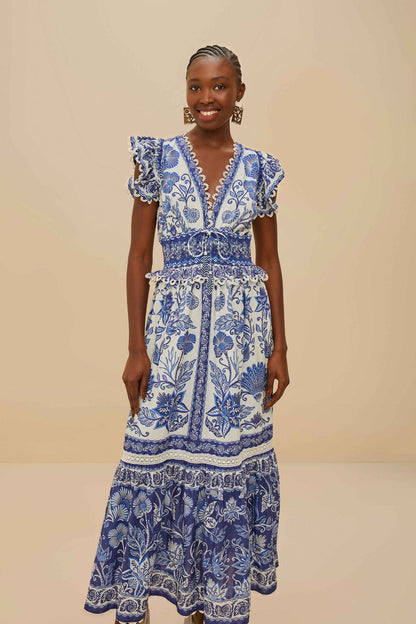 FARM Rio Off-White Shell Garden Maxi Dress