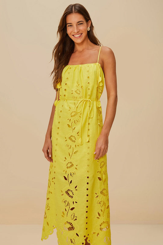 FARM Rio Yellow Richelieu Sleeveless LENZING™ ECOVERO™ Euroflax™ Maxi Dress