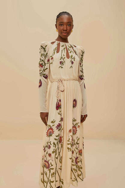 FARM Rio Multicolor Romantic Nature Long Sleeve Maxi Dress