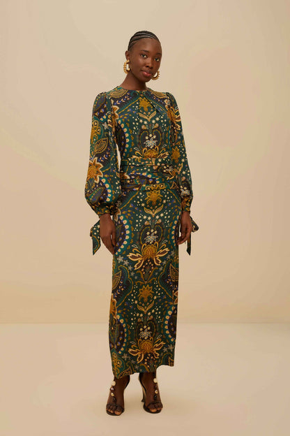 FARM Rio Black Jaipur LENZING™ ECOVERO™ Viscose Maxi Dress