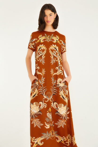 FARM Rio Orange Arabesque Paradise Lenzing� Ecovero� Viscose Maxi Dress | FARM Rio
