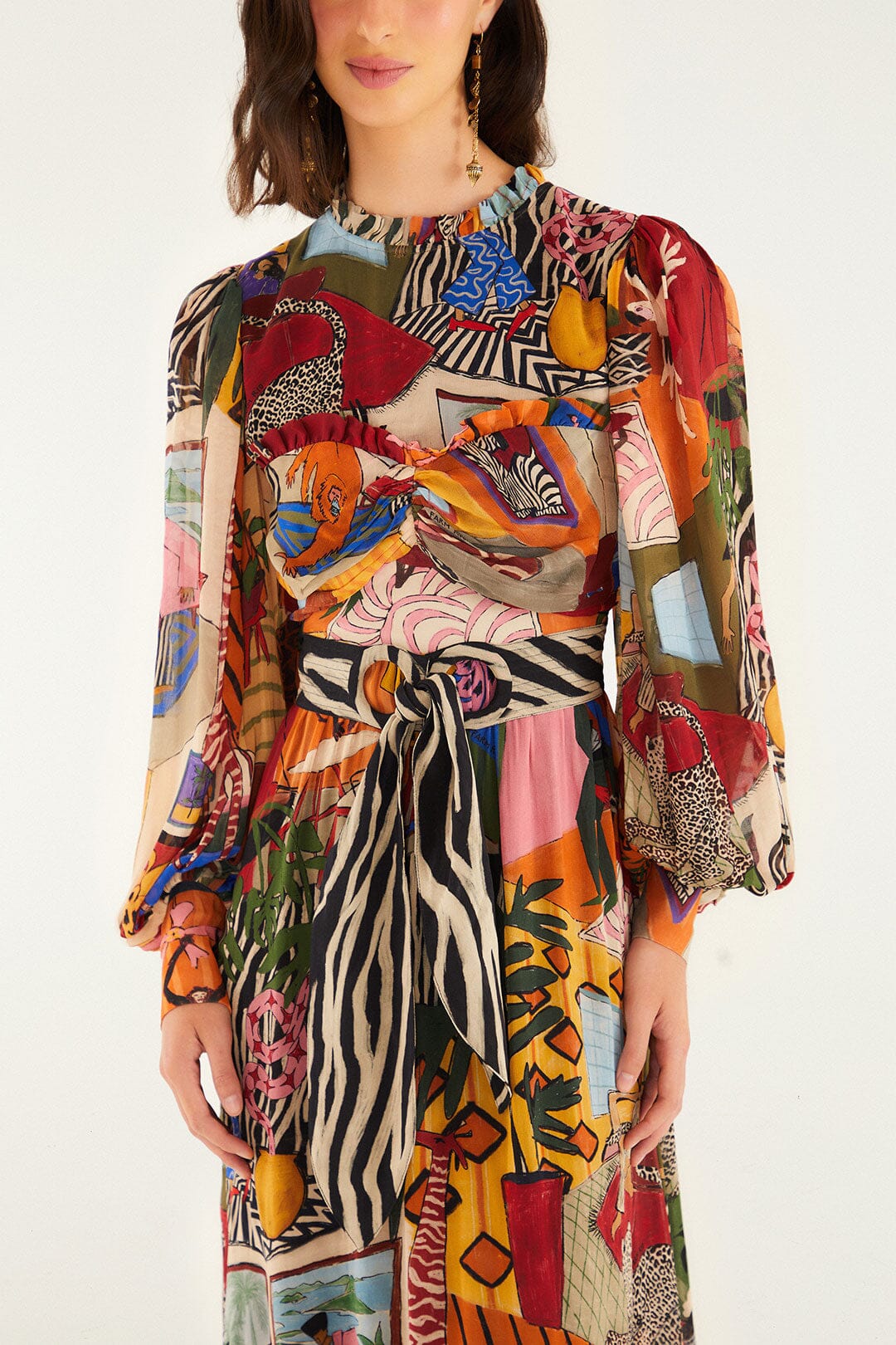 FARM Rio Tropical Multicolor Long Sleeve Maxi Dress | FARM Rio