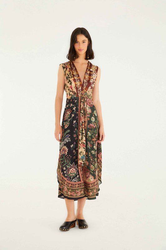 FARM Rio Mixed Winter Garden Lenzing™ Ecovero™ Viscose Sleeveless Maxi Dress | FARM Rio