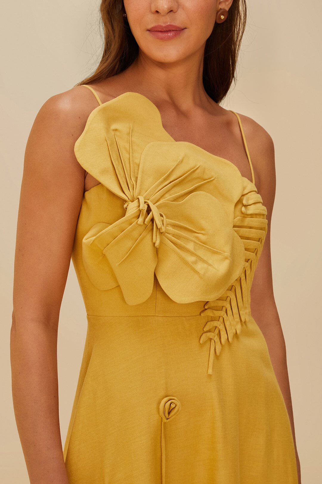 FARM Rio Sand Garden LENZING™ ECOVERO™ Euroflax™ Midi Dress