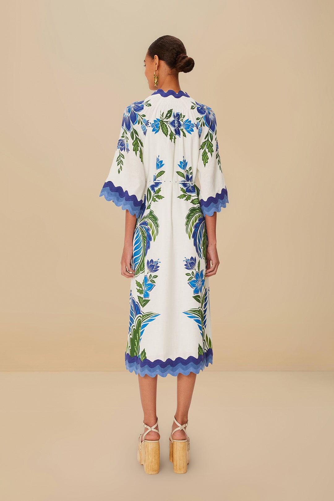 FARM Rio Off-White Tropicance Tunic LENZING™ ECOVERO™ Euroflax™ Midi Dress