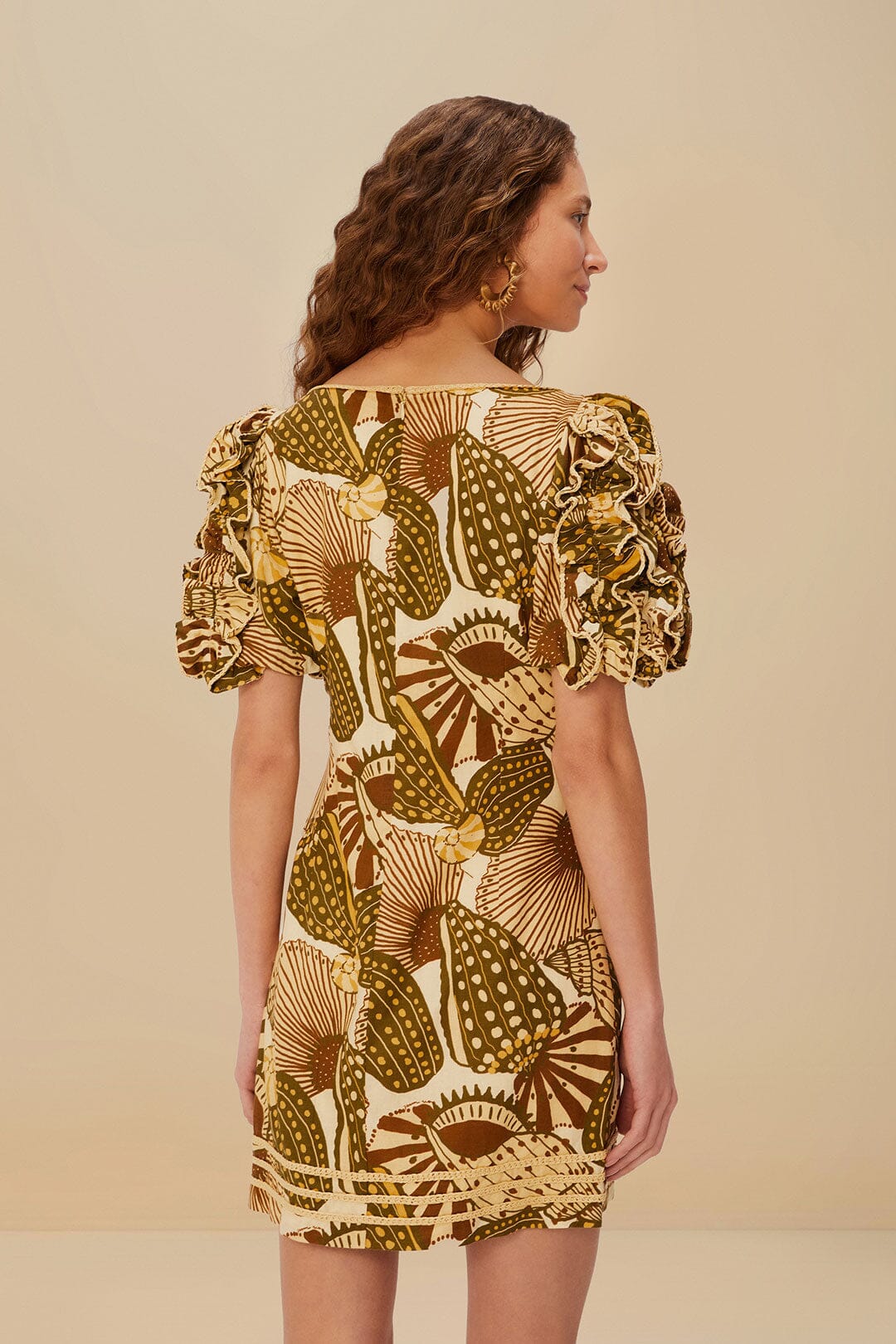 FARM Rio Sand Shell Mix LENZING™ ECOVERO™ Viscose Mini Dress