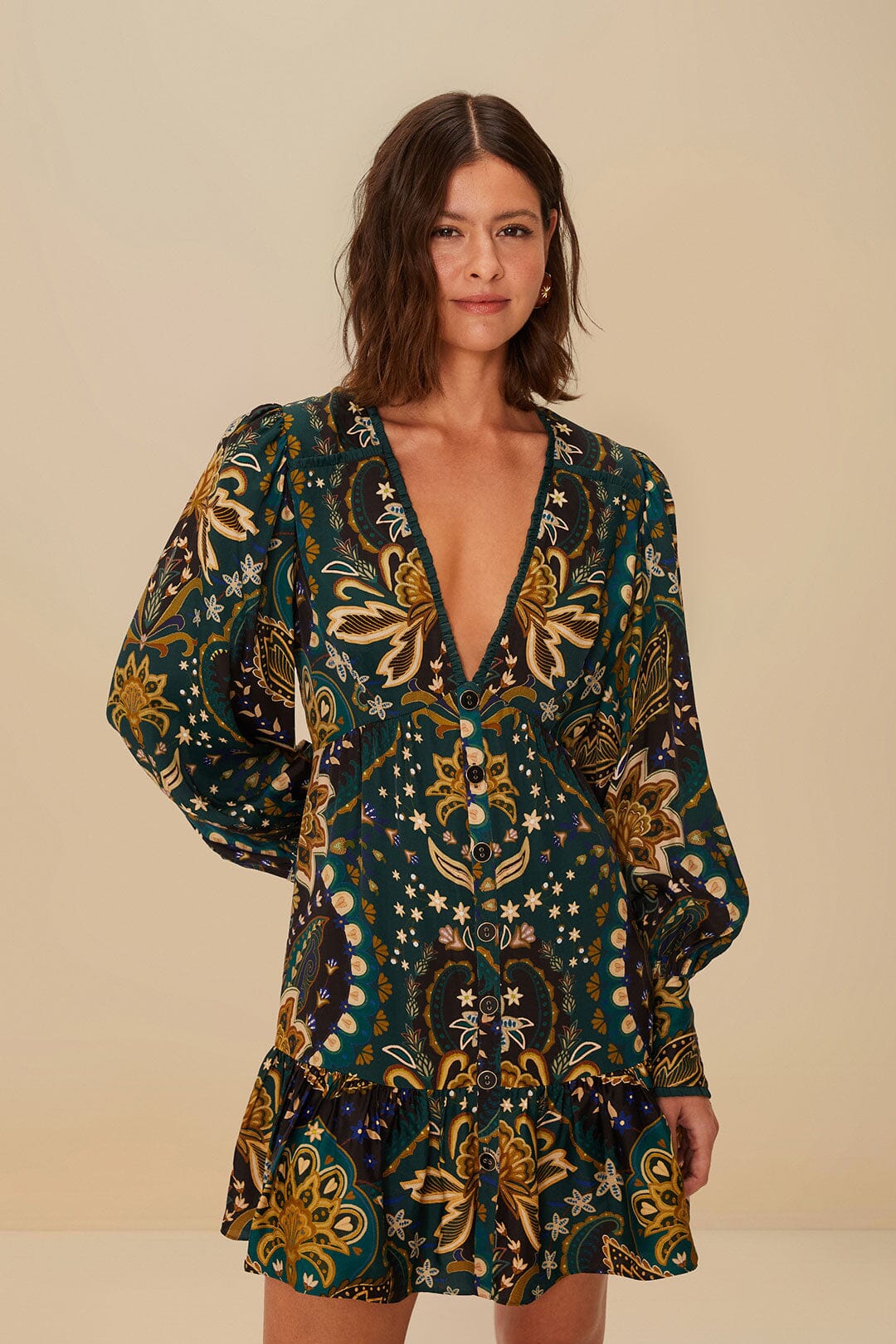 FARM Rio Black Jaipur LENZING™ ECOVERO™ Viscose Mini Dress