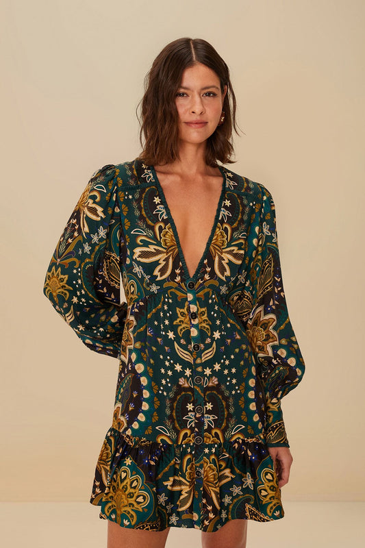 FARM Rio Black Jaipur LENZING™ ECOVERO™ Viscose Mini Dress