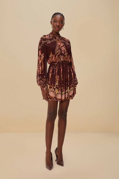FARM Rio Burgundy Bella Knotted Neckline Mini Dress