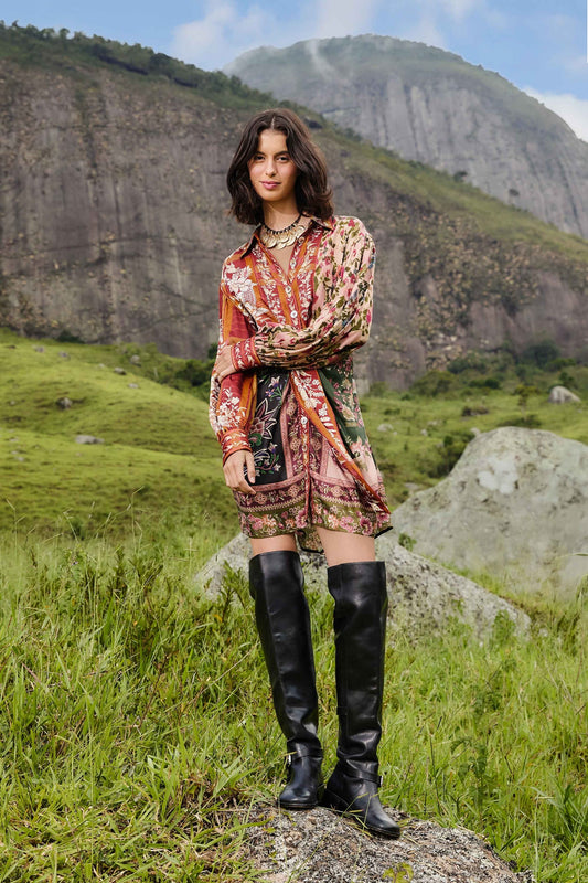 FARM Rio Mixed Winter Garden Lenzing™ Ecovero™ Viscose Mini Dress | FARM Rio