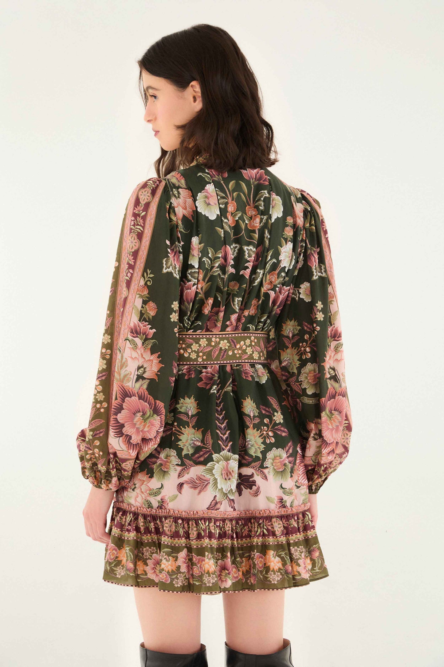 FARM Rio Green Flowering Garden Tree Mini Dress | FARM Rio