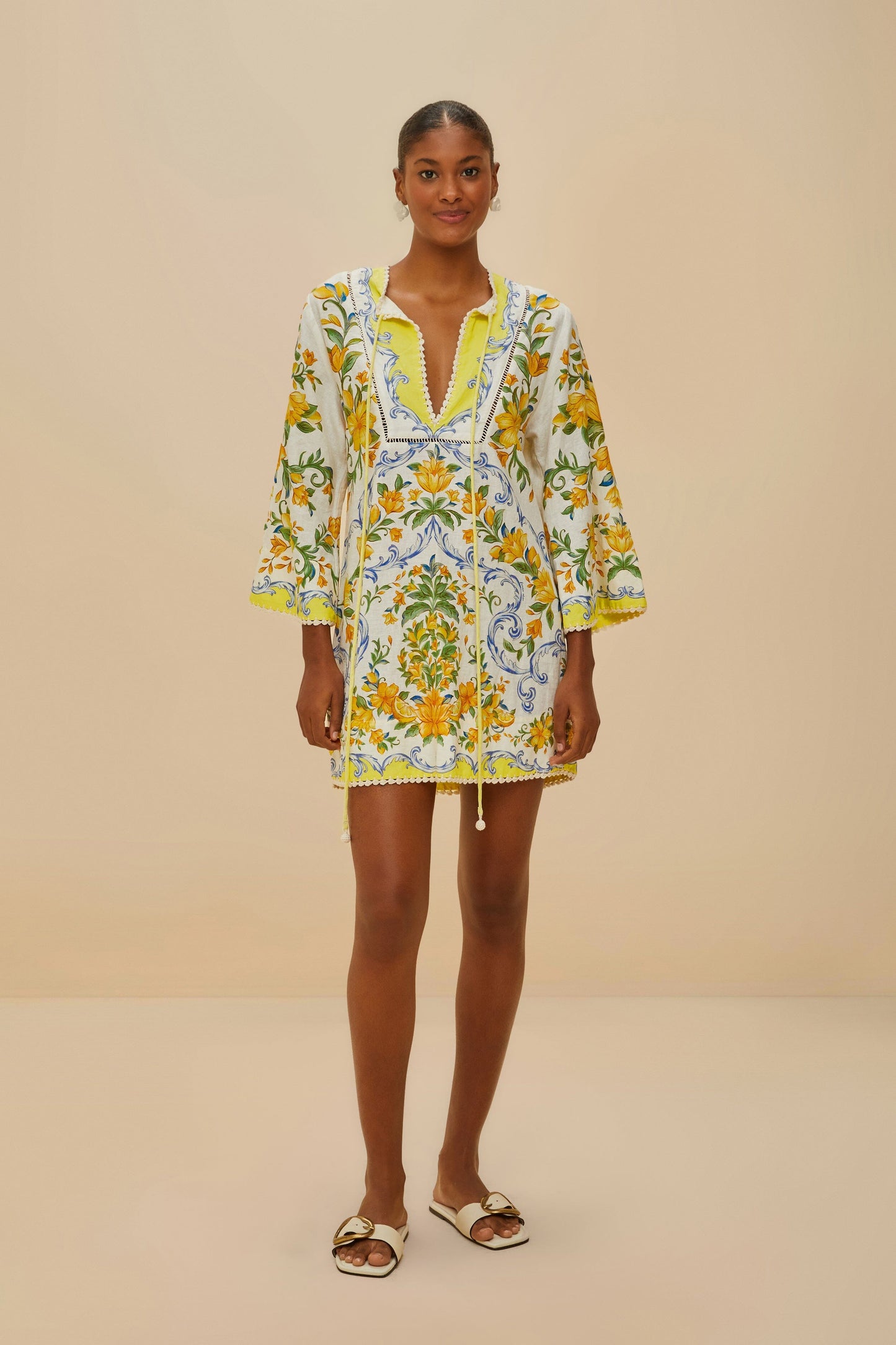 FARM Rio Off-White Sicily LENZING™ ECOVERO™ Euroflax™ Mini Dress