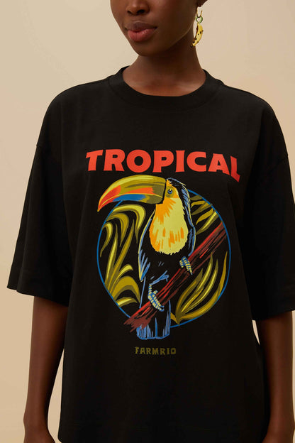 FARM Rio Black Tropical Organic Cotton T-Shirt