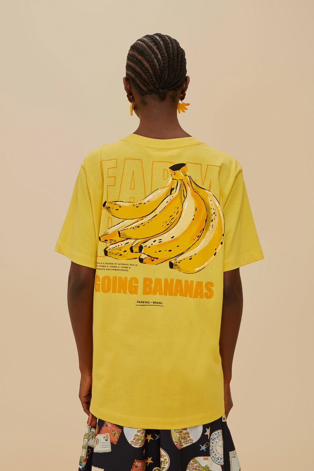 FARM Rio Pink Tropical Bananas Organic Cotton Relaxed T-Shirt