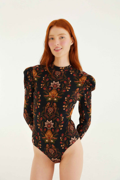 FARM Rio Black Berry Garden Organic Cotton Bodysuit | FARM Rio