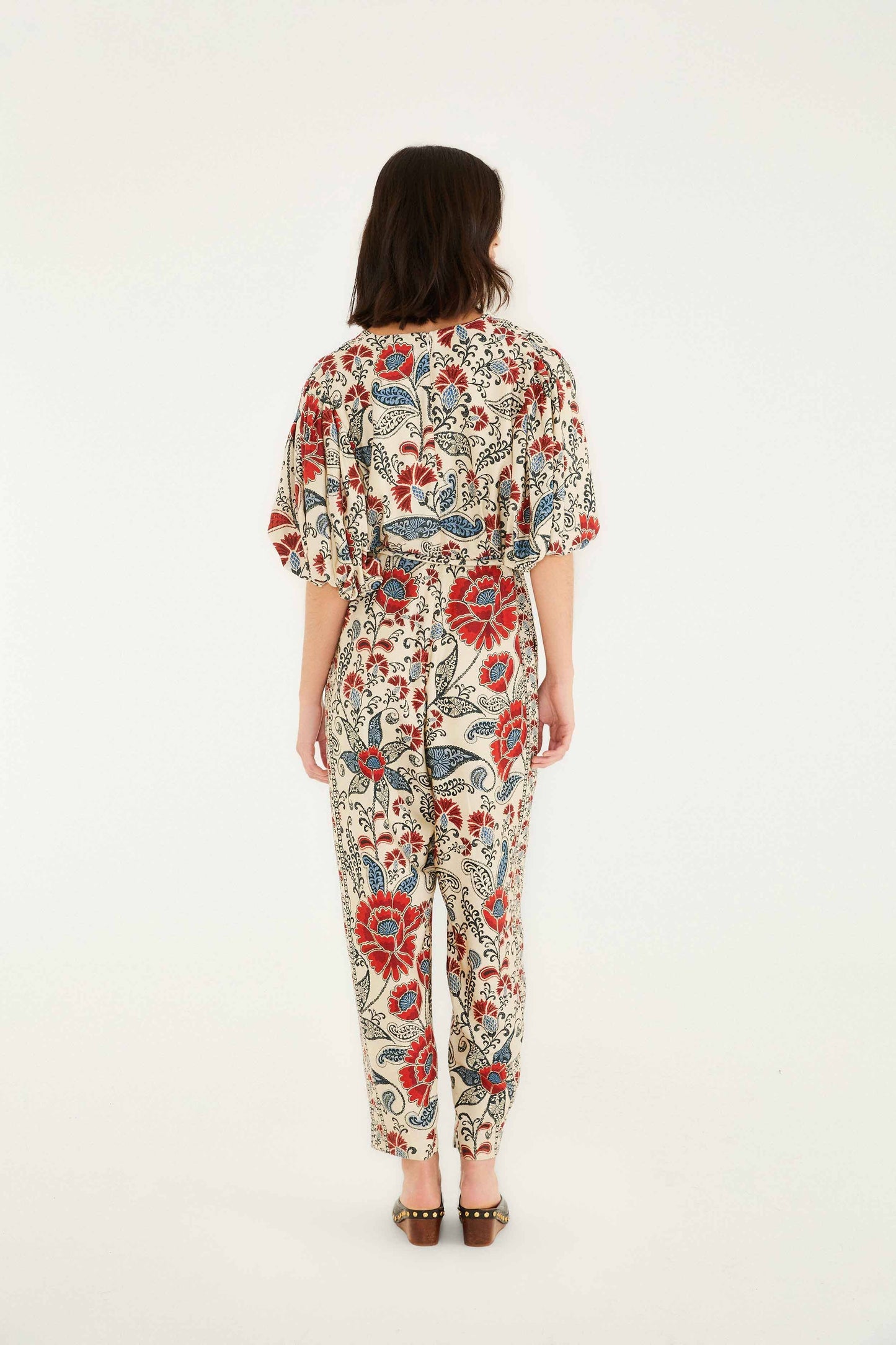 FARM Rio Sand Francesca V Neckline Short Sleeve Jumpsuit | FARM Rio