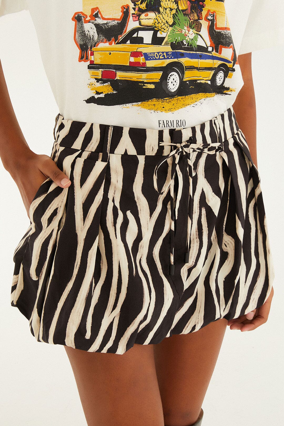 FARM Rio Black Tropical Zebra Organic Cotton Mini Skirt | FARM Rio