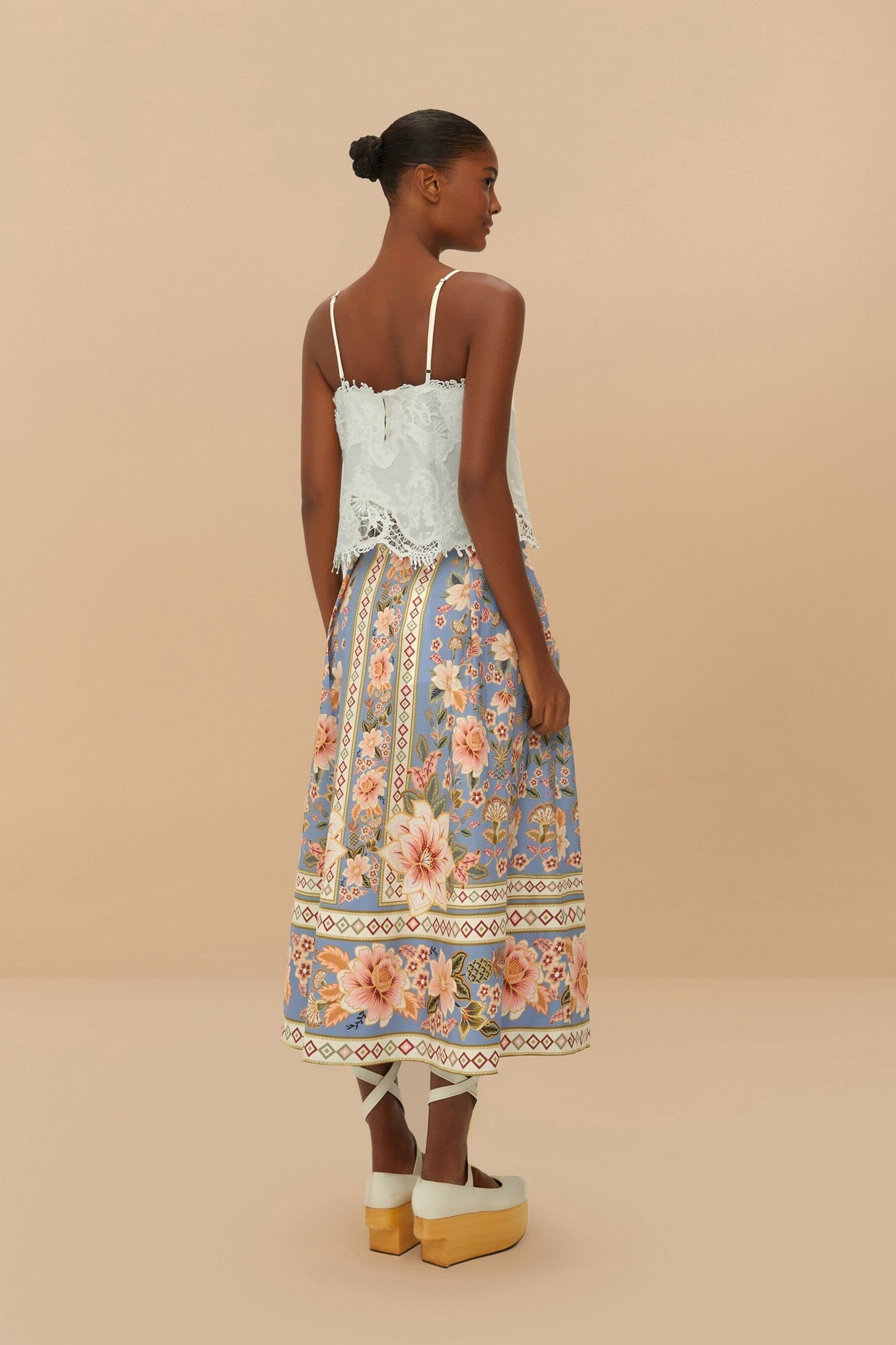 FARM Rio Blue Superbloom Tapestry Buttoned Maxi Skirt