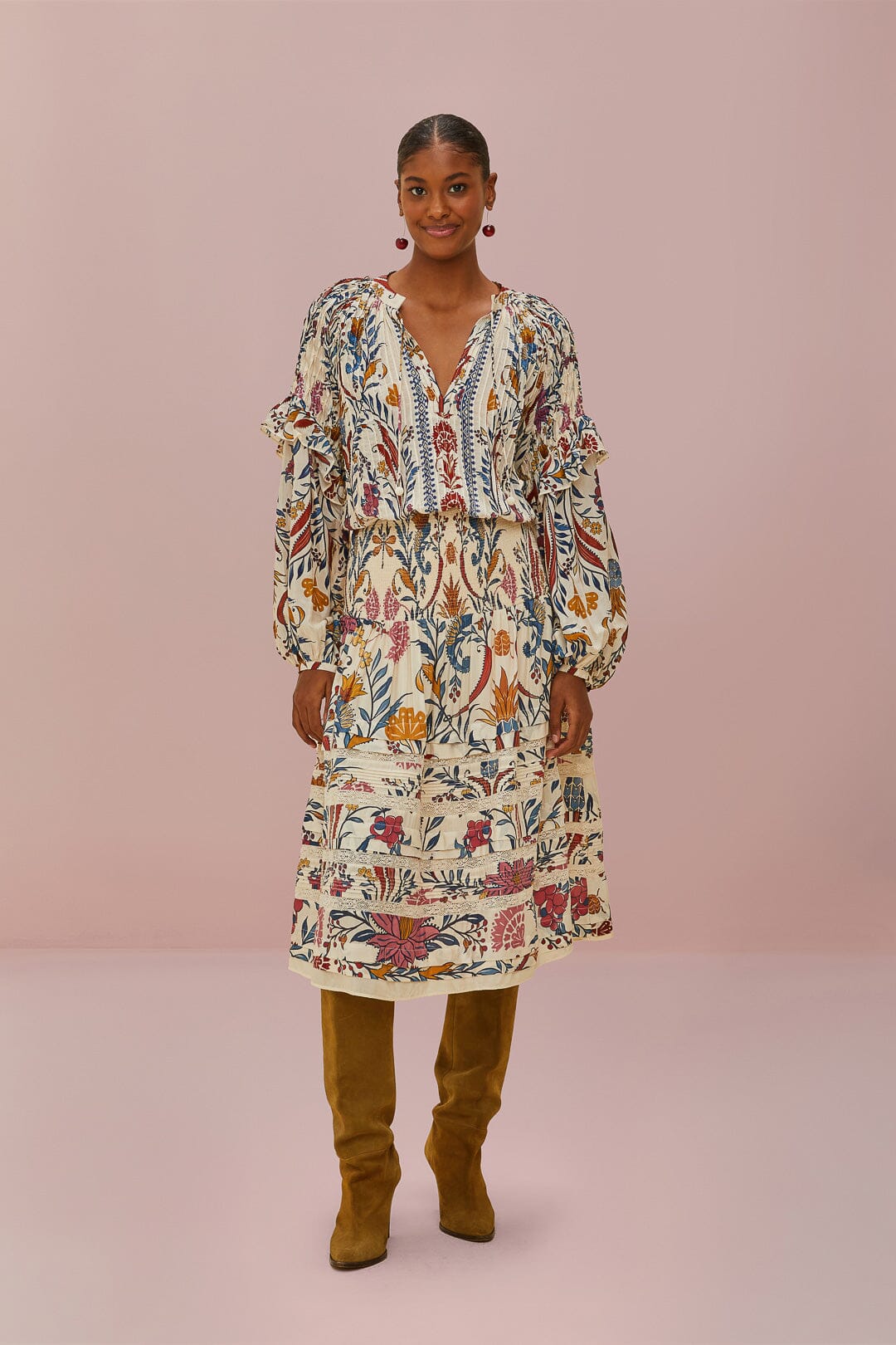 FARM Rio Cream Romantic Lightness Midi Skirt