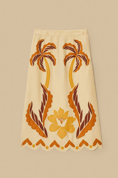 FARM Rio Sand Summer Cutwork Euroflax™ Premium Linen Skirt