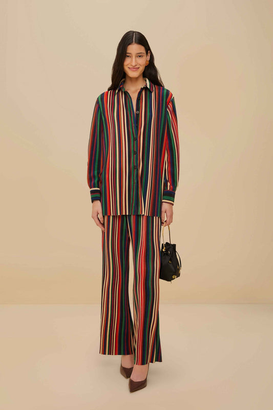 FARM Rio Multicolor Pipa Stripes Pleated Pants