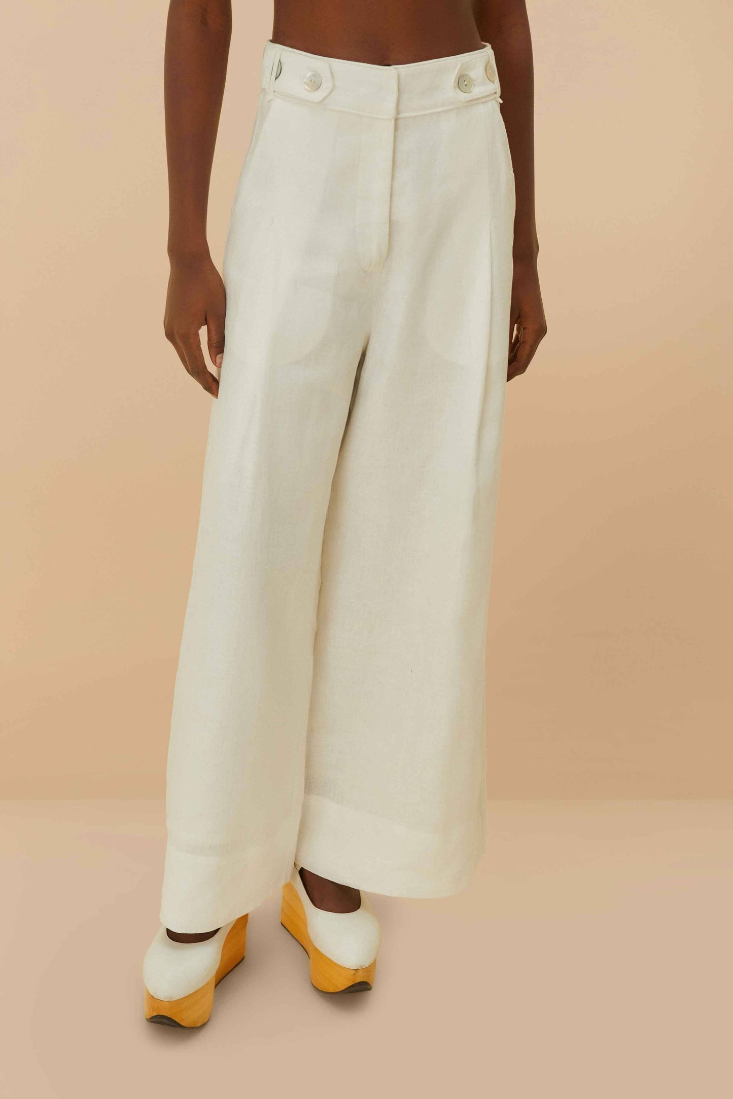 FARM Rio Off-White Euroflax™ Premium Linen High Waisted Pants