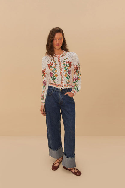 FARM Rio Denim Low Waist Wide Pants
