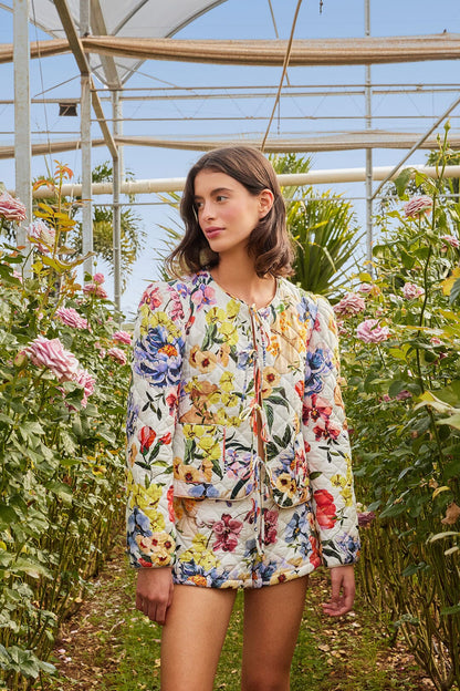 FARM Rio Off-White Greek Garden Shorts