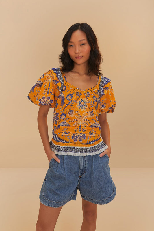 FARM Rio Denim Pleated Shorts