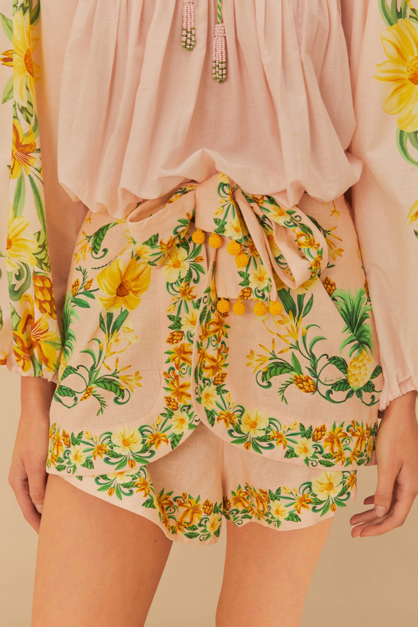 FARM Rio Pink Botanical Beauty LENZING™ ECOVERO™ Euroflax™ Shorts