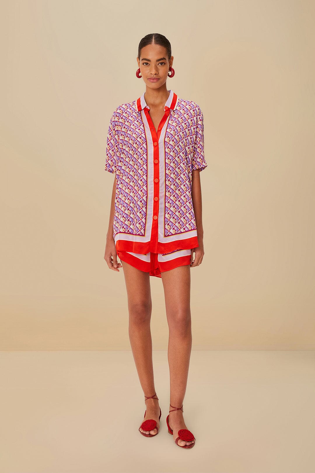 FARM Rio Multicolor Graphic Pineapple Scarf Shorts