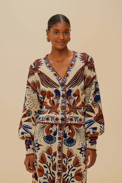 FARM Rio Sand Nature Land Knit Cardigan