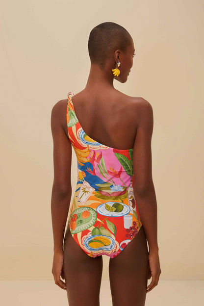 FARM Rio Multicolor Summer Picnic One-Piece Swimsuit